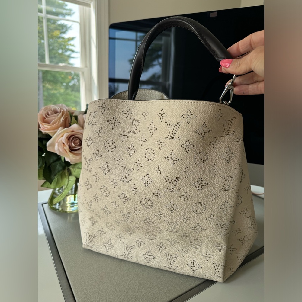 Louis Vuitton Ivory Perforated Monogram Leather Babylone Silver Hardware